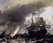 Ludolf Bakhuizen Dutch Vessels on the Sea at Amsterdam oil on canvas